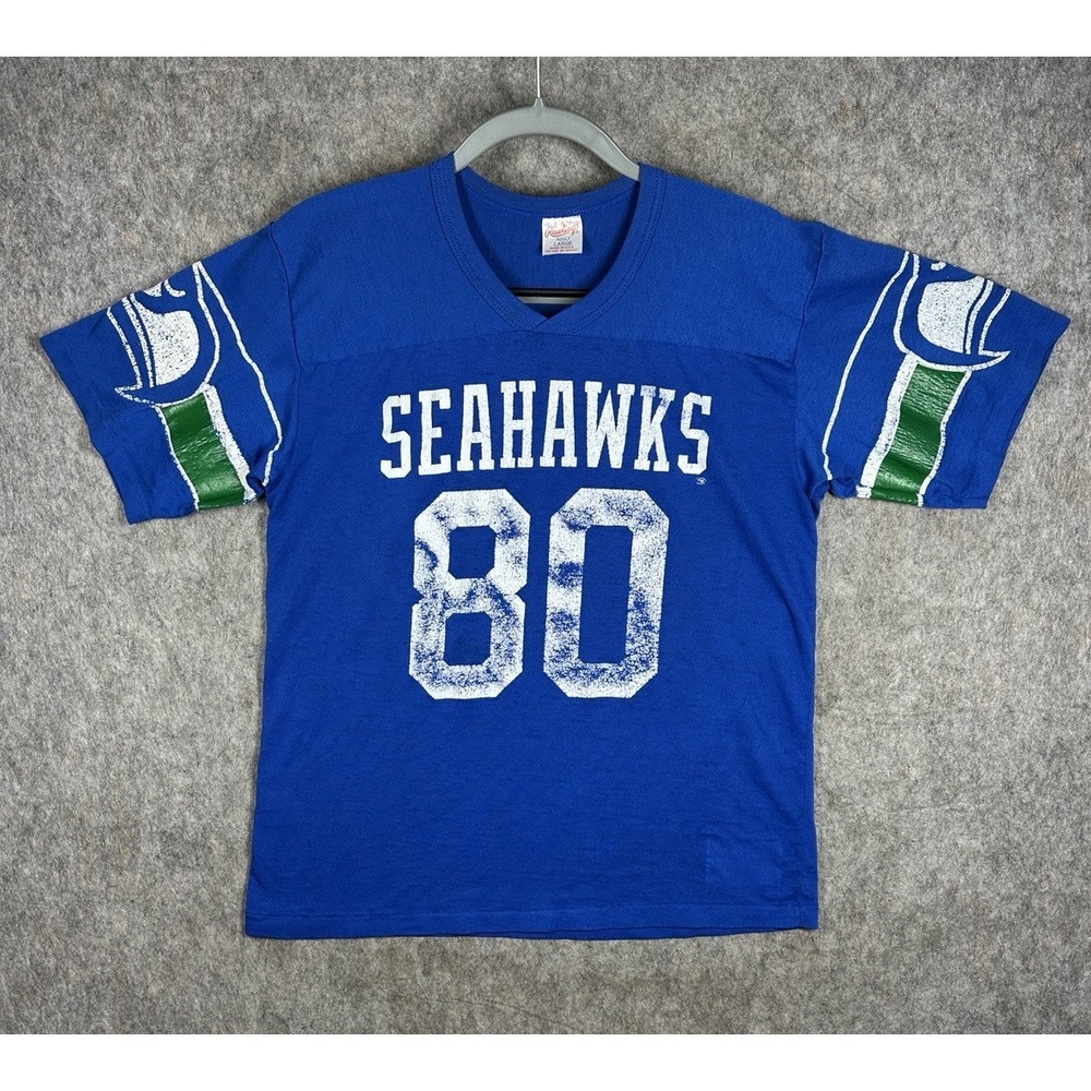 Vintage 80s Rawlings Seattle Seahawks Steve Largent #80 Jersey Shirt Large USA